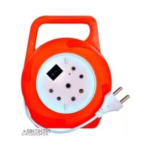 Super Heavy Quality Round Extension Board with 3-Socket Indicator & International Socket Handle Flex Box with Long Wire. | 240V AC Power Strip with ON/OFF Switch | Portable Multi-Plug Adapter for Home & Office -Orange.